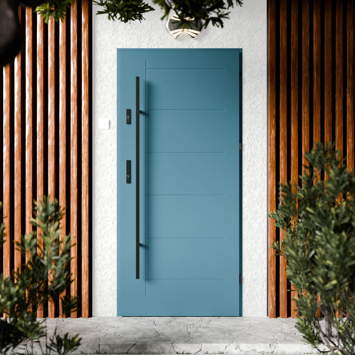 Drzwi zewnętrzne stalowe do domu Basic Black 72mm z antabą/pochwytem energooszczędne Ud=1.3 bez szyby pełne Program Czyste Powietrze