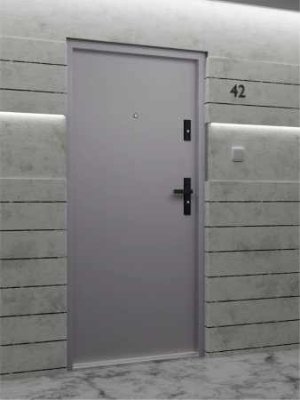 Drzwi wewnątrzklatkowe antywłamaniowe RC3 z Certyfikatem akustyczne wyciszające 47 dB 55 mm stalowe gładkie z klamką czarną szare G00