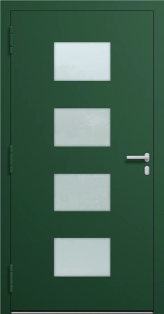 Drzwi zewnętrzne do domu aluminiowe 75 mm na wymiar klamka i antaba inox Superial SL75 energooszczędne z szybą zielone M211