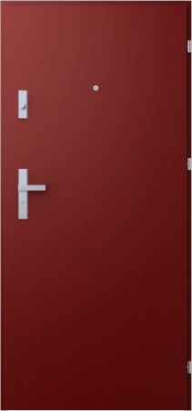 Drzwi wewnątrzklatkowe antywłamaniowe RC3 z Certyfikatem akustyczne wyciszające 47 dB 55 mm stalowe gładkie z klamką inox srebrną czerwone G00