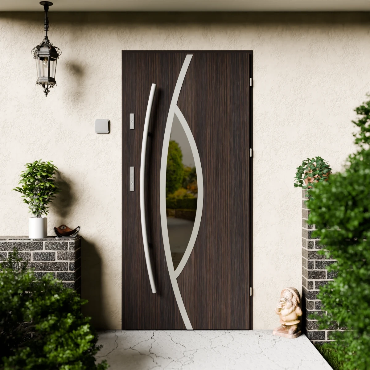 Maestro Inox CK drzwi zewnętrzne 72 mm z antabą/pochwytem energooszczędne Ud-1.3 przeszklone lustro weneckie szyba mleczna Program Czyste Powietrze