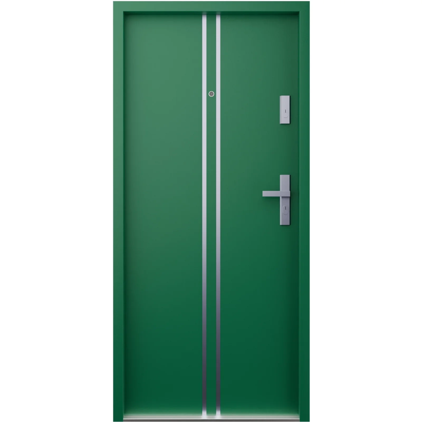 Ekonomiczne drzwi wewnątrzklatkowe wejściowe do mieszkania z klatki schodowej 55 mm stalowe zielone A7