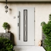 Drzwi zewnętrzne stalowe do domu Witro Black 72mm z antabą/pochwytem energooszczędne Ud=1.3 szyba z nadrukiem ceramicznym Program Czyste Powietrze