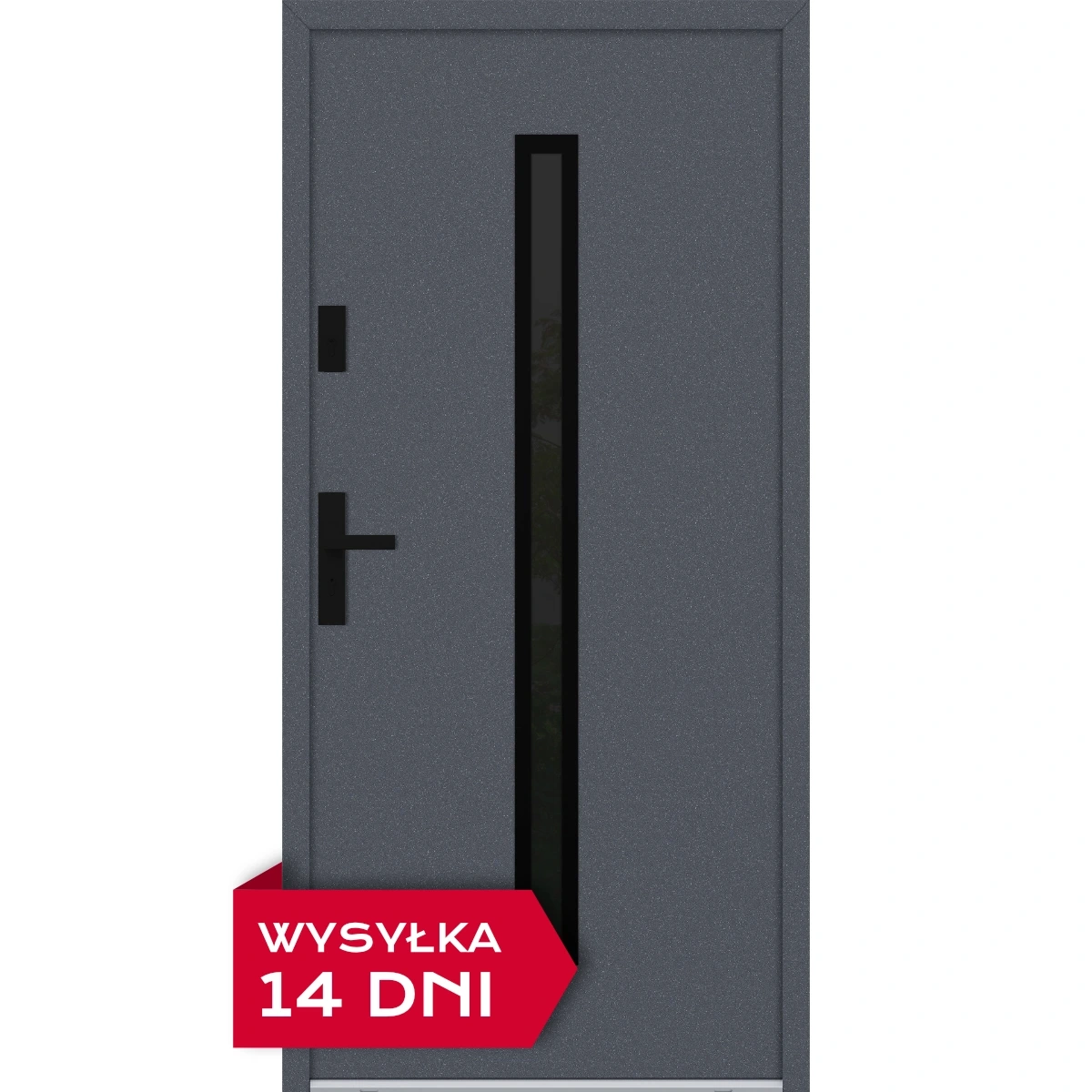 Drzwi zewnętrzne do domu stalowo aluminiowe 68 mm z szybą i czarnymi okuciami ATU68 wiele kolorów Program Czyste Powietrze M521