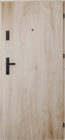 Drzwi wewnątrzklatkowe antywłamaniowe RC3 z Certyfikatem akustyczne wyciszające 47 dB 55 mm stalowe gładkie z klamką czarną dąb turner G00