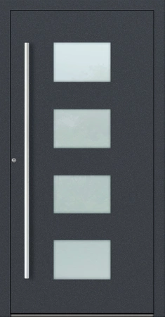 Drzwi zewnętrzne wejściowe domu aluminiowe na wymiar 90mm RC2 pochwyt/antaba Premium KOBBE energooszczędne RAL na zamówienie antracyt db703 M211