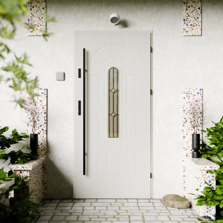 Classico Black CK drzwi zewnętrzne 72 mm z antabą/pochwytem energooszczędne Ud-1.3 przeszklone Program Czyste Powietrze