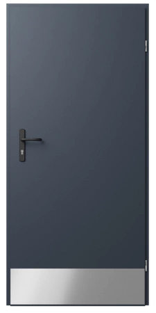 Drzwi techniczne 40 mm do pomieszczeń gospodarczych piwnicy garażu komórki WC boczne tylne z klamką z odkopnikiem antracyt