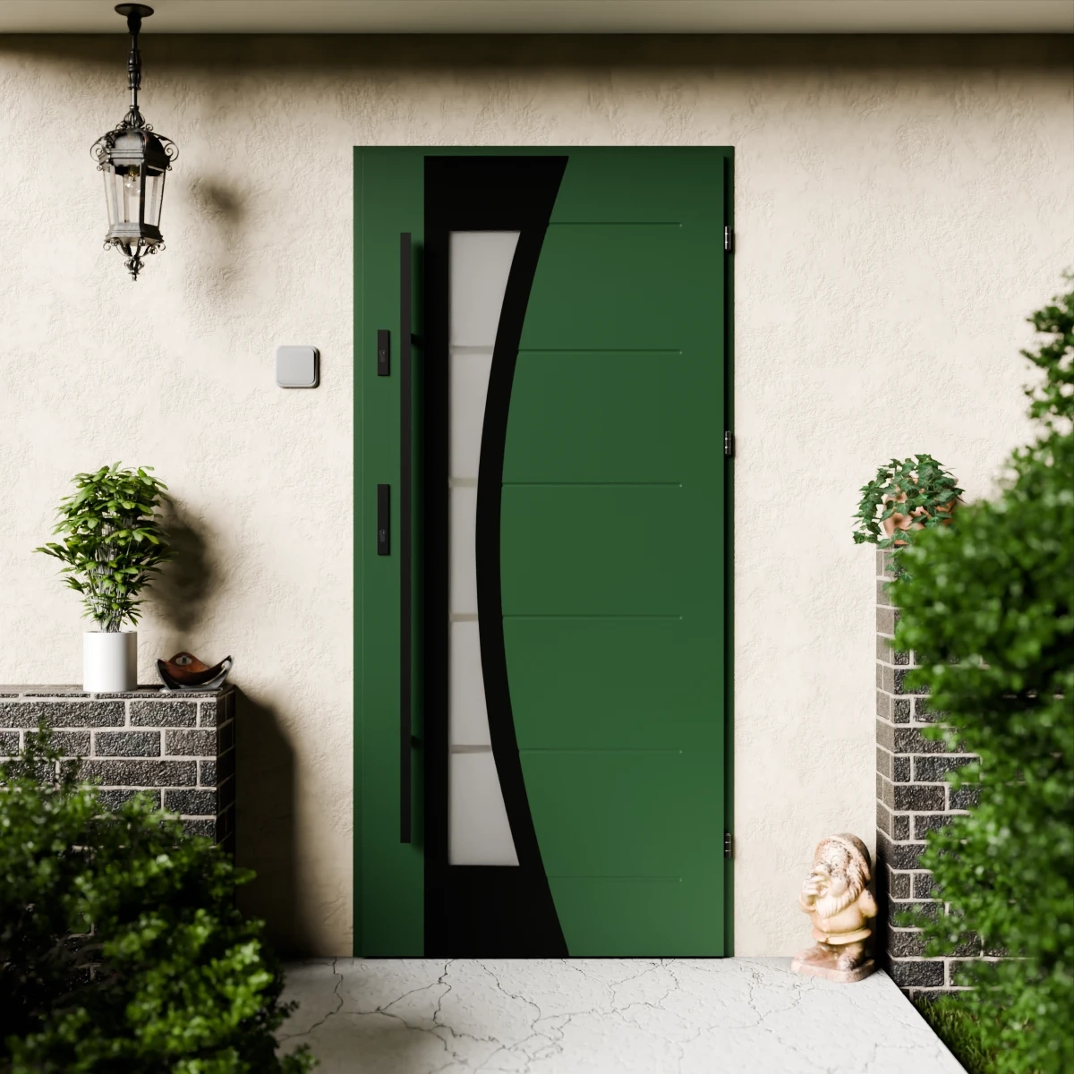 Drzwi zewnętrzne stalowe do domu Optima Black 72mm z antabą/pochwytem energooszczędne Ud=1.3 lustro weneckie szyba mleczna Program Czyste Powietrze