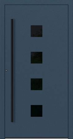 Drzwi zewnętrzne wejściowe domu aluminiowe na wymiar 90mm RC2 pochwyt/antaba Premium KOBBE energooszczędne RAL na zamówienie ciemny niebieski M23