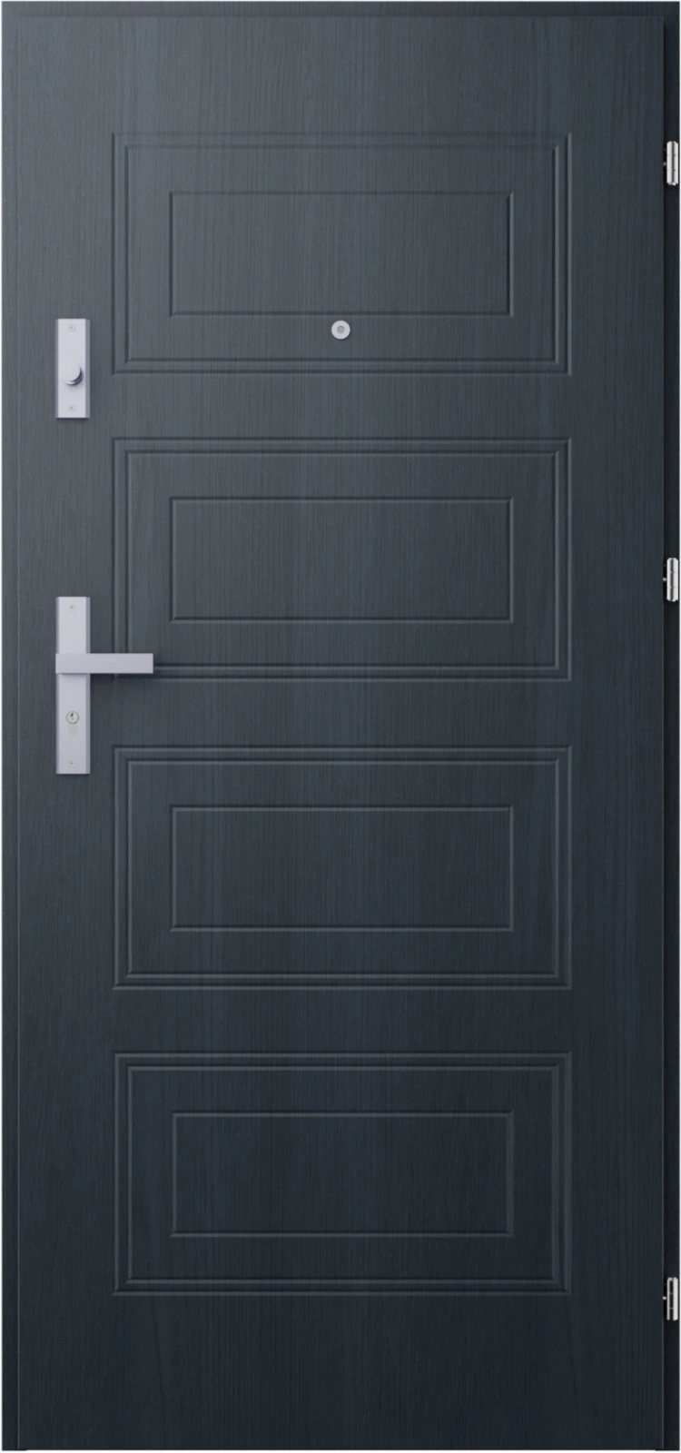 Ekonomiczne drzwi wewnątrzklatkowe wejściowe do mieszkania z klatki schodowej 55 mm stalowe antracyt drewnopodobny T34