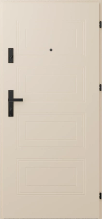 Drzwi wewnątrzklatkowe antywłamaniowe RC3 z Certyfikatem akustyczne wyciszające 47 dB 55 mm stalowe z tłoczeniami z klamką czarną beżowe T34