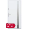 Drzwi zewnętrzne do domu stalowo aluminiowe 68 mm z szybą i klamką inox ATU68 białe Program Czyste Powietrze M504