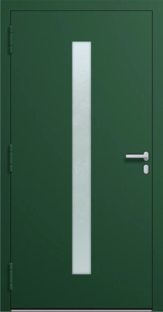 Drzwi zewnętrzne do domu aluminiowe 90 mm RC2 na wymiar klamka i antaba inox Premium Alu P90 energooszczędne z szybą zielone M01