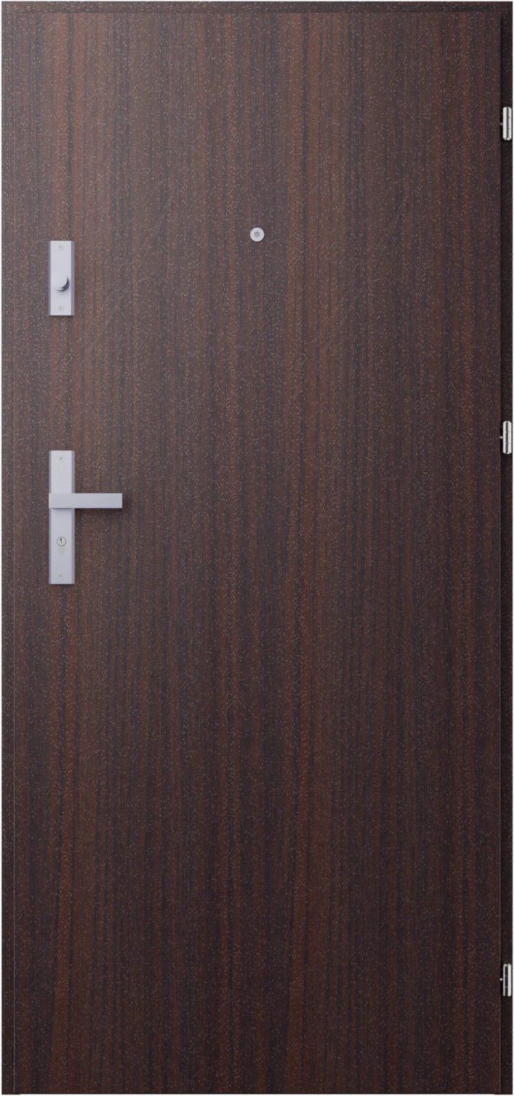 Ekonomiczne drzwi wewnątrzklatkowe wejściowe do mieszkania z klatki schodowej 55 mm stalowe mahoń A7
