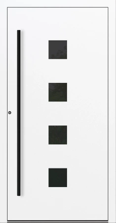 Drzwi zewnętrzne wejściowe domu aluminiowe na wymiar 90mm RC2 pochwyt/antaba Premium KOBBE energooszczędne RAL na zamówienie białe M23