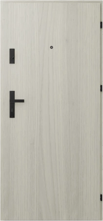 Drzwi wewnątrzklatkowe antywłamaniowe RC3 z Certyfikatem akustyczne wyciszające 47 dB 55 mm stalowe gładkie z klamką czarną dąb sheffield G00