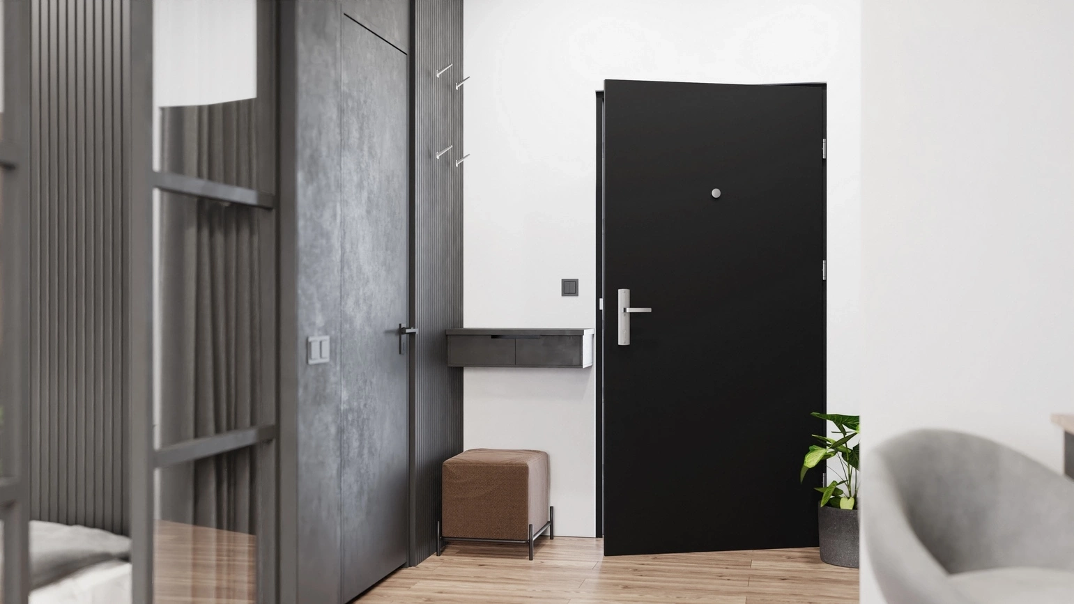 Drzwi wewnątrzklatkowe antywłamaniowe z Certyfikatem w klasie RC3 68mm stalowe akustyczne 44 dB dymoszczelne orzech M02