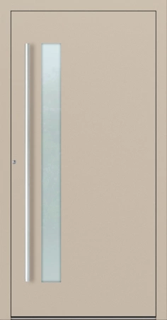 Drzwi zewnętrzne do domu aluminiowe 75 mm na wymiar klamka i antaba inox Superial SL75 energooszczędne z szybą beżowe M14