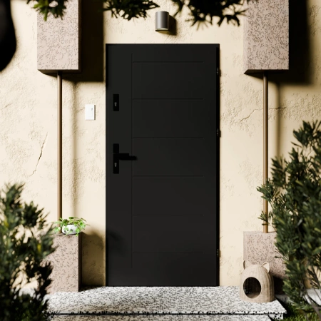 Basic Black CK drzwi zewnętrzne 72 mm z klamką czarną energooszczędne Ud-1.3 bez szyby pełne Program Czyste Powietrze