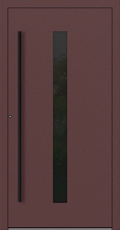 Drzwi zewnętrzne wejściowe domu aluminiowe na wymiar 90mm RC2 pochwyt/antaba Premium KOBBE energooszczędne RAL na zamówienie czerwono brązowe M21