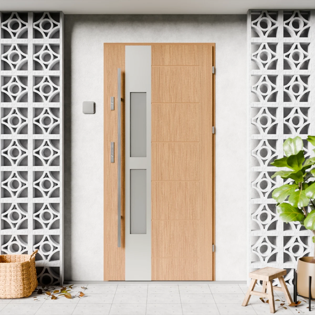 Drzwi zewnętrzne stalowe do domu Anda Inox 72mm z antabą/pochwytem energooszczędne Ud=1.3 lustro weneckie szyba mleczna Program Czyste Powietrze