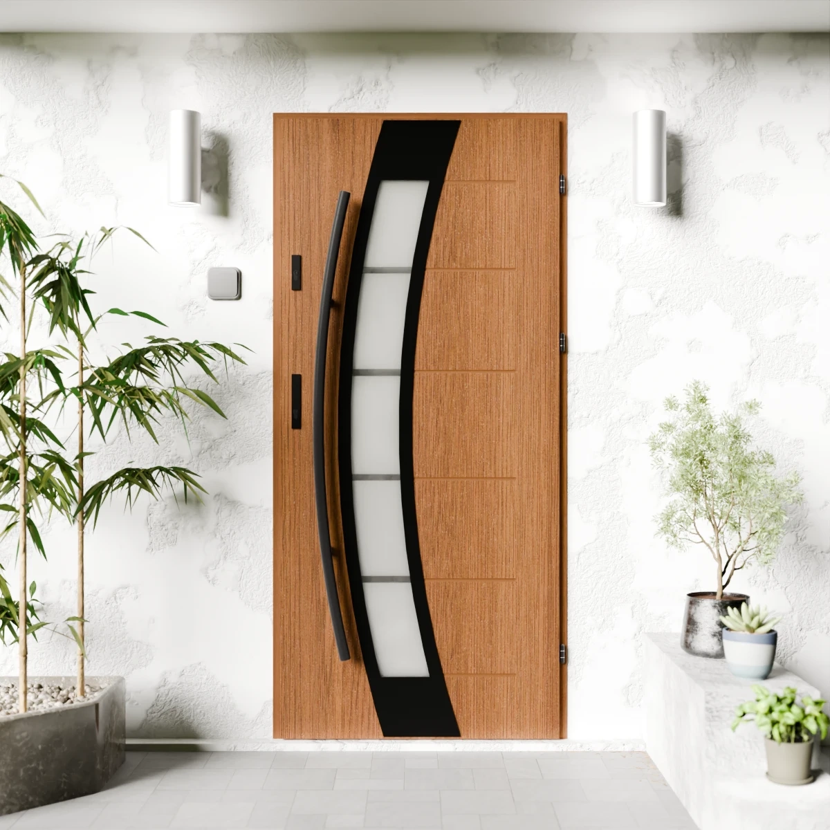 Drzwi zewnętrzne stalowe do domu Efekta Black 72mm z antabą/pochwytem energooszczędne Ud=1.3 lustro weneckie szyba mleczna Program Czyste Powietrze