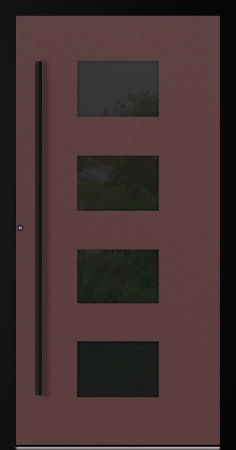 Drzwi zewnętrzne wejściowe domu aluminiowe na wymiar 90mm RC2 czarna ościeżnica Premium KOBBE Ud od 0.8 RAL na zamówienie czerwono brązowe M311