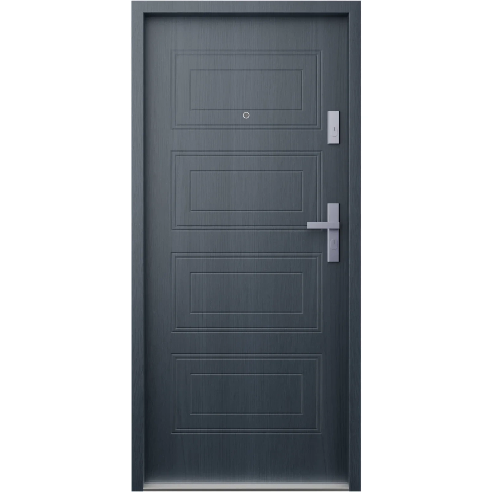 Ekonomiczne drzwi wewnątrzklatkowe wejściowe do mieszkania z klatki schodowej 55 mm stalowe antracyt drewnopodobny T34