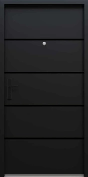 Drzwi wewnątrzklatkowe akustyczne 44 dB atestowane wyciszające stalowe antywłamaniowe RC3 68 mm dymoszczelne czarna klamka antracyt db703 M02