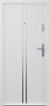 Drzwi klatkowe wejściowe do mieszkania w bloku antywłamaniowe RC3 wygłuszające 47 dB 55 mm stalowe z aplikacjami biały drewnopodobny A7