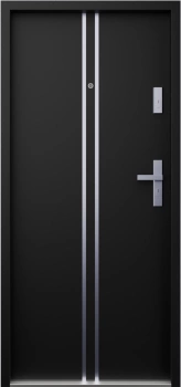 Ekonomiczne drzwi wewnątrzklatkowe wejściowe do mieszkania z klatki schodowej 55 mm stalowe czarne A7