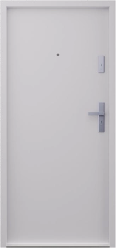 Drzwi wewnątrzklatkowe antywłamaniowe RC3 z Certyfikatem akustyczne wyciszające 47 dB 55 mm stalowe gładkie z klamką inox srebrną szare G00