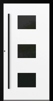 Drzwi zewnętrzne aluminiowe 75 mm z czarną ościeżnicą i okuciami na wymiar Superial SL75 energooszczędne z szybą białe M310