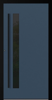 Drzwi zewnętrzne aluminiowe 90 mm RC2 z czarną ościeżnicą i okuciami na wymiar Premium Alu P90 energooszczędne z szybą ciemny niebieski M34