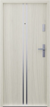 Drzwi wewnątrzklatkowe antywłamaniowe w klasie RC4 55 mm stalowe z klamką i zawiasami srebrnymi inox dąb sheffield A7