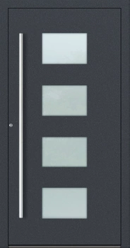 Drzwi zewnętrzne do domu aluminiowe 90 mm RC2 na wymiar klamka i antaba inox Premium Alu P90 energooszczędne z szybą antracyt db703 M211