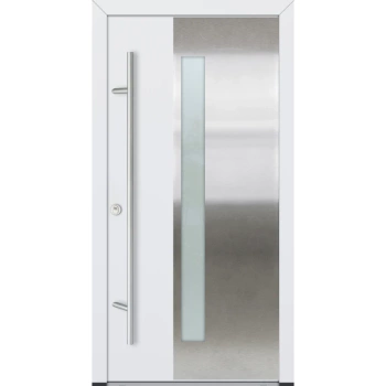 Drzwi zewnętrzne wejściowe do domu stalowo aluminiowe 82 mm DS82 U <= 0,89 antaba inox szyba mleczna lustro weneckie Program Czyste Powietrze M46