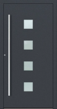 Drzwi zewnętrzne do domu aluminiowe 90 mm RC2 na wymiar klamka i antaba inox Premium Alu P90 energooszczędne z szybą antracyt db703 M03