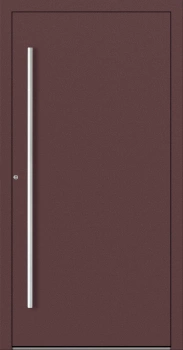 Drzwi zewnętrzne do domu aluminiowe 90 mm RC2 na wymiar klamka i antaba inox Premium Alu P90 energooszczędne bez szyby czerwono brązowe M00
