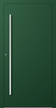 Drzwi zewnętrzne do domu aluminiowe 90 mm RC2 na wymiar klamka i antaba inox Premium Alu P90 energooszczędne bez szyby zielone M00