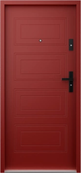 Ekonomiczne drzwi wewnątrzklatkowe wejściowe do mieszkania z klatki schodowej 55 mm stalowe czerwone T34