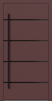 Drzwi zewnętrzne do domu aluminiowe 75 mm na wymiar okucia czarne Superial SL75 Blackline energooszczędne bez szyby czerwono brązowe M22