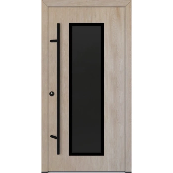 Drzwi zewnętrzne wejściowe do domu stalowo aluminiowe 82 mm DS82 U <= 0,89 antaba czarna szyba ciemna lustro weneckie Program Czyste Powietrze C34