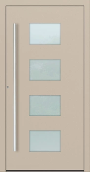 Drzwi zewnętrzne do domu aluminiowe 75 mm na wymiar klamka i antaba inox Superial SL75 energooszczędne z szybą beżowe M211