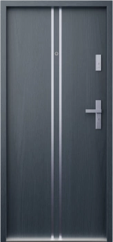 Drzwi wewnątrzklatkowe antywłamaniowe w klasie RC4 55 mm stalowe z klamką i zawiasami srebrnymi inox antracyt drewnopodobny A7