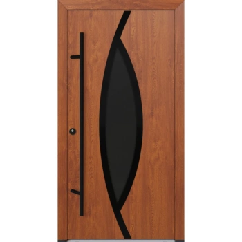 Drzwi zewnętrzne wejściowe do domu stalowo aluminiowe 82 mm DS82 U <= 0,89 antaba czarna szyba ciemna lustro weneckie Program Czyste Powietrze C25