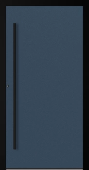 Drzwi zewnętrzne aluminiowe 90 mm RC2 z czarną ościeżnicą i okuciami na wymiar Premium Alu P90 energooszczędne bez szyby ciemny niebieski M20