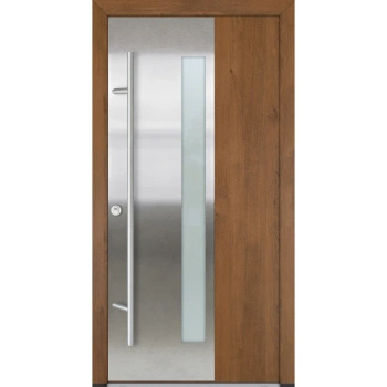 Drzwi zewnętrzne wejściowe do domu stalowo aluminiowe 82 mm DS82 U <= 0,89 antaba inox szyba mleczna lustro weneckie Program Czyste Powietrze M47