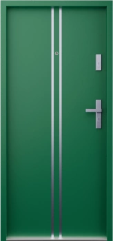 Ekonomiczne drzwi wewnątrzklatkowe wejściowe do mieszkania z klatki schodowej 55 mm stalowe zielone A7